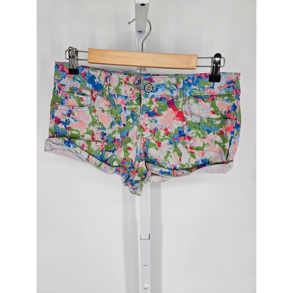 True Freedom Women's Multicolored Paint Tie-Dye Denim Short Size Junior 9